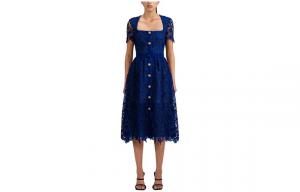 Self-portrait Женское платье с коротким рукавом Self portrait темно-синее