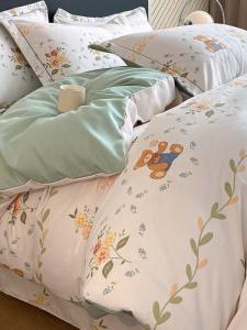 MIDO HOUSE Комплект постельного белья 4 предмета, 200x220 см, ткань фланель, утепленный, Garden Bear