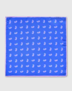 Синий шелковый шарф с узором пейсли Olimpo, синий