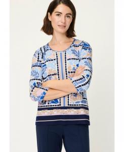 Женская футболка с цветочным и бордюрным принтом Olsen, Ink blue