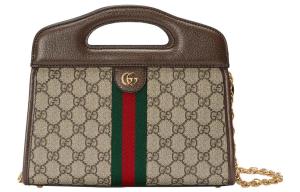 GUCCI Сумка тоут из холста с кожаными вставками