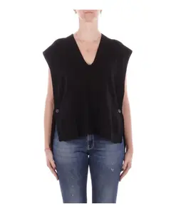 Вязаный свитер без рукавов с V-образным вырезом Manila Grace, черный