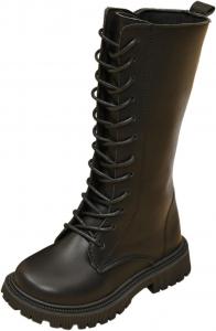 Generic Детские сапоги для девочек до колена, с молнией и шнуровкой, боевые сапоги 2025 года, модные кожаные школьные сапоги, панк-готика, белые ботильоны, на возраст 4-12 лет