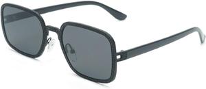 Солнцезащитные очки в стиле ретро, ​​маленькие квадратные, для женщин и мужчин, винтажная прямоугольная оправа с заклепками, модные солнцезащитные очки с защитой от УФ-излучения UV400 Melrose, Black