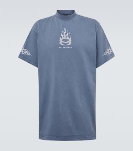 Футболка Burning Unity из хлопкового джерси Balenciaga, Washed Out Blue