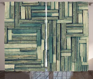 Штора из тесьмы ABAKUHAUS, деревянная, в деревенском стиле, в стиле Старый винтажный классический, для спальни, 280 x 245 см, цвет: шалфейно-зеленый, бежевый Abakuhaus