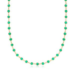 Ожерелье Ross-Simons с изумрудами в оправе из 18-каратного золота поверх стерлингового серебра Ross-Simons, 20 In
