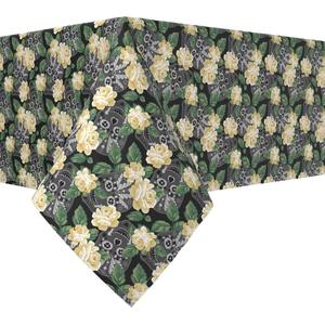 Квадратная скатерть, 100% полиэстер, 70х70 дюймов, Белая роза и Череп лица