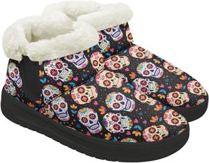 Женские зимние ботинки для снега, теплые, с утеплителем, уютные, противоскользящие, с утолщенной подошвой для прогулок на снегу на улице Gdxynsmny, Sugar Skull