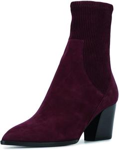 Женские модные ботильоны YDN на шнуровке, зауженный закрытый носок, массивный средний каблук, эластичные короткие ботинки Челси, удобная обувь для женщин, осень-зима, размеры 4-15 US, Burgundy