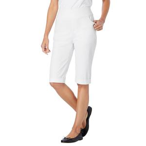 Женщина в женских джинсовых шортах без застежки с гибким кроем больших размеров Woman Within, белый