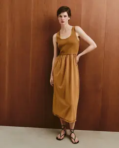 Женское платье макси гладкое Southern Cotton, цвет Tostado