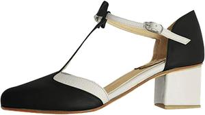 Босоножки на каблуке для женщин, женские туфли с низким квадратным каблуком и ремешком, туфли с бантом для танцев, бальные и латинские туфли-лодочки (Цвет: черный, Размер: 4 UK) Generic