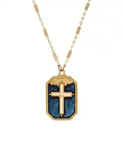 Эмалевая подвеска с синим крестом «Символы веры» 2028, blue