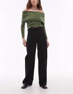 Джинсы Lupine из эластичного хлопка с высокой посадкой и широкими штанинами черного цвета Arket