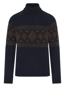 Вязаный свитер с узором и воротником-гольф Barba, синий