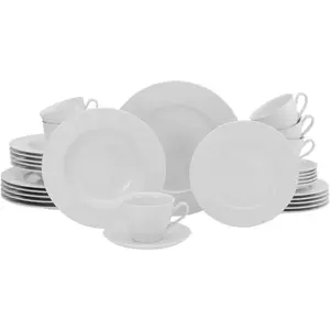 Комбинированный сервиз CreaTable «Барселона», (набор, 30 предметов), классический стиль изготовления, белый