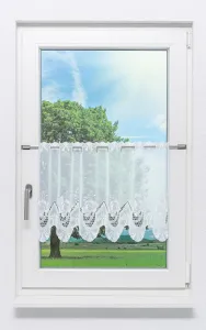 Штора для кафе, кружево Плауэн - розы (Ш x В) 145,8 см * 45 см, белая/белая Plauener Spitze