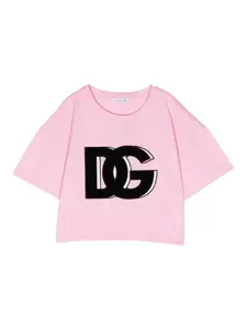 Футболка с вышитым логотипом Dolce & Gabbana Kids, розовый