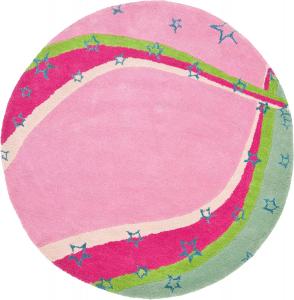 SAFAVIEH, 122 x 122 см, Kids Collection круглый ковёр Green / Pink SFK338A ручной работы Stars Wool