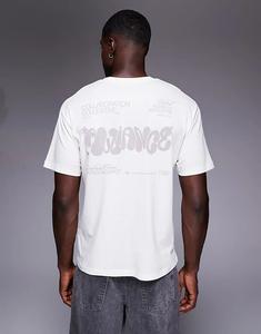 Футболка ADPT оверсайз с принтом Alliance на спине кремового цвета