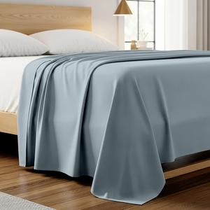 Mellanni Простыня 97x203 см, комплект из 1 предмета, гостиничного уровня, очень мягкая, охлаждающая, устойчивая к складкам, выцветанию и пятнам, цвет спа-синий