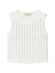 Топ, украшенный заклепками TWINSET Kids, белый