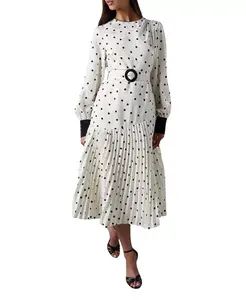 Платье миди с длинными рукавами и плиссировкой Coast, белый