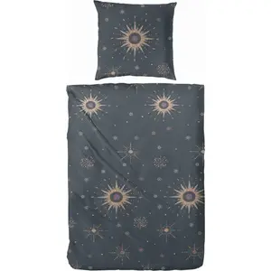 Постельное белье Primera "Мако сатиновое постельное белье "Древняя луна"", с современной лунной символикой, черный