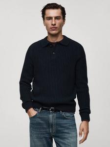 Джерси Polo Regular Fit с длинными рукавами Mango, Navy