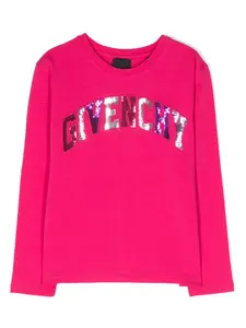 Футболка с длинными рукавами и пайетками Givenchy Kids, розовый