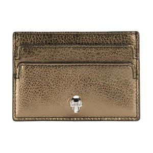 Alexander McQueen Кожаный картхолдер унисекс золотой