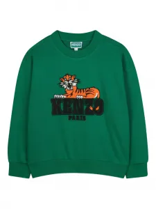 Толстовка с графичным принтом Kenzo Kids, зеленый