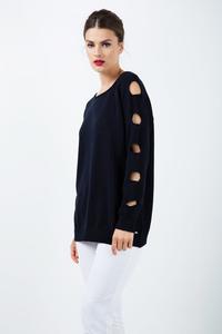 Синий свитер с кружевным узором Conquista, синий