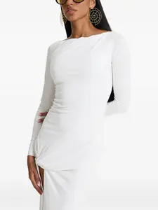 Длинное платье с узлом спереди и разрезами по бокам MOOS STUDIO, белый