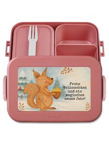 Mr. & Mrs. Panda Дизайн рождественской коробки для бенто с белкой и    в пастельно-красном цвете