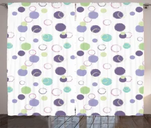 Штора ABAKUHAUS Pastel Rustic, двухцветные круглые шторы на однотонной основе, универсальные ленточные шторы для гостиной с петлями и крючками, 280 x 225 см, пастельно-зеленый и баклажановый Abakuhaus