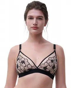 Бюстгальтер без косточек с треугольными чашками и вышивкой «макси-ромашка», линия Lush Chantelle, черный