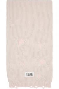 Mm6 Maison Margiela Шарф с оптическими ребрами серо-розового цвета