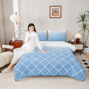 Erosebridal Голубо-серый градиентный комплект постельного белья с геометрическим узором в современном стиле богемный минимализм, Blue Grey