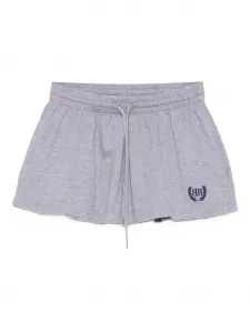 Юбка из хлопка с завязками на талии цвета лавровых листьев BALENCIAGA, серый