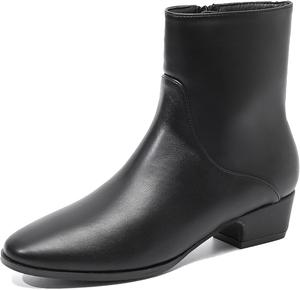 Женские модные ботинки Челси с низким толстым каблуком и боковой молнией, классический заостренный носок, удобные, нескользящие ботильоны для вечеринок, выпускного и делового стиля ADKGBE, Black