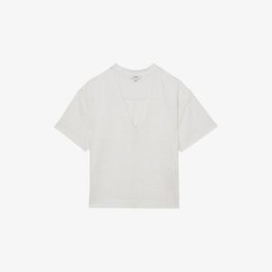 Футболка льняная Reiss Ember с V-образным вырезом, белый