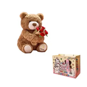 Плюшевый мишка с букетом роз, высота 30см/40см KUMAOYA