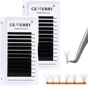 Веерообразные накладные ресницы 0,05 мм для наращивания 8 мм-14 мм Gemerry
