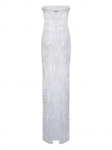 Макси-платье из сетки с стразами Santa Brands, белый
