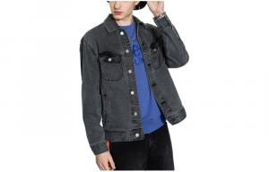 Lee Джинсовые куртки мужские серые с лацканами, умеренно прямого кроя