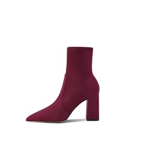 ;HMZ Бордовые женские ботильоны на каблуке 6 см, цвет Burgundy 6cm