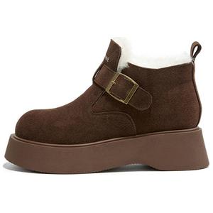 Повседневные однобортные туфли женские DAPHNE, Coffee Fleece-Lined