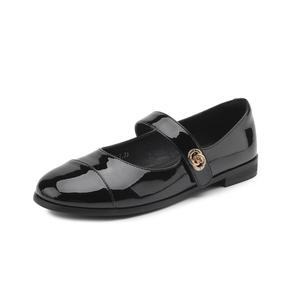 Балетки на массивном каблуке Мэри Джейн Женские Черные FOXER